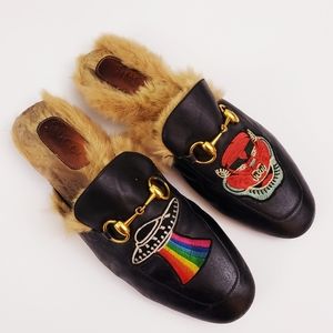 Gucci princetown fur Loafers spaceship/dragon